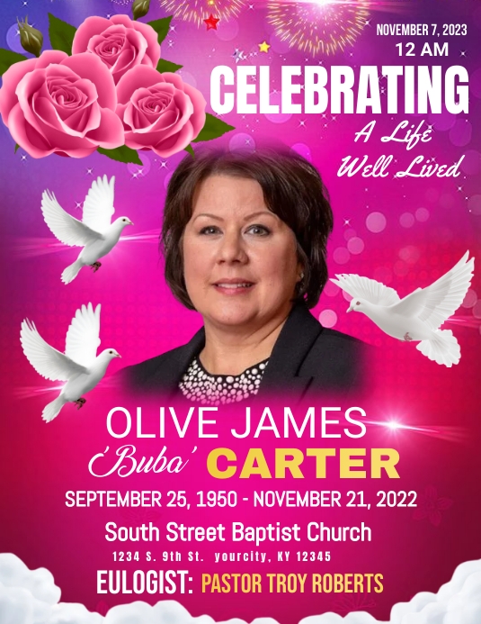 Funeral Announcement flyer,simple modern Template PosterMyWall